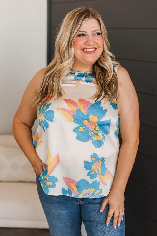 Love Will Come Our Way Floral Tank Top- Ivory print tank top