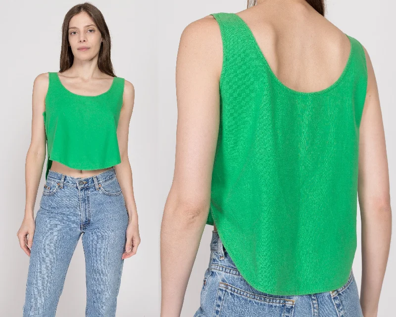 Medium 80s Green Cotton High-Low Tank Top cute tank top
