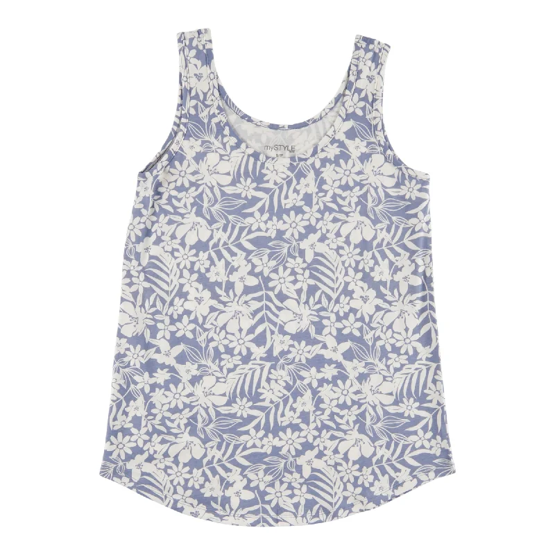 mySTYLE Women's Festival Floral Vine Tank Top crew neck tank