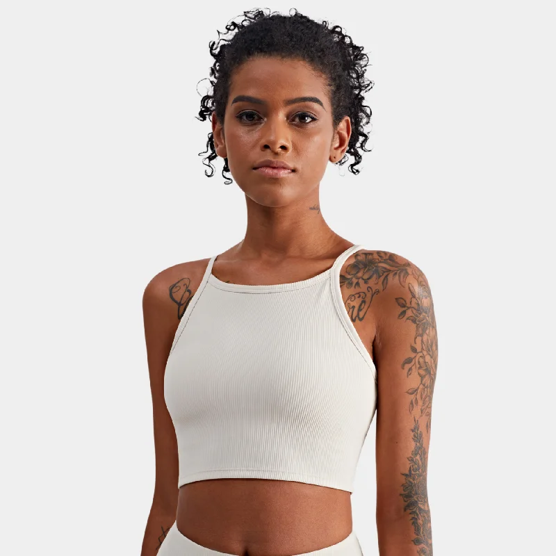 Olivia Ribbed Tank Top - Light Ivory black tank top
