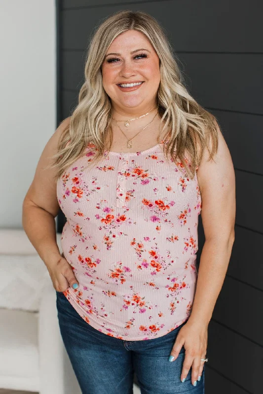 On A Sunny Day Tank Top- Light Pink peekaboo tank top