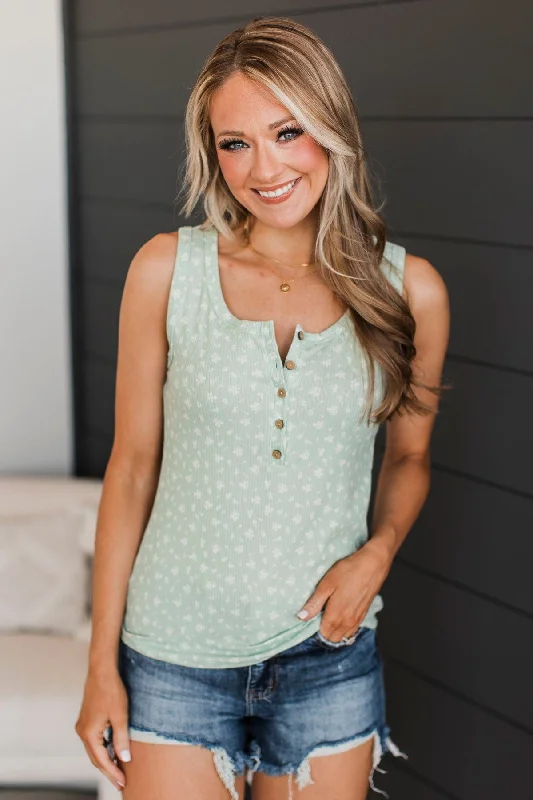 Promise Me Forever Floral Tank Top- Sage mint tank top