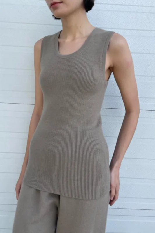 Rib Tank in Stoneware lounge tank top