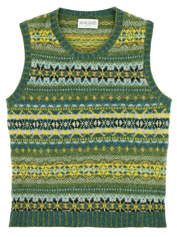 Scottish Wool Fairisle Tank Top in Botany Green halter tank top