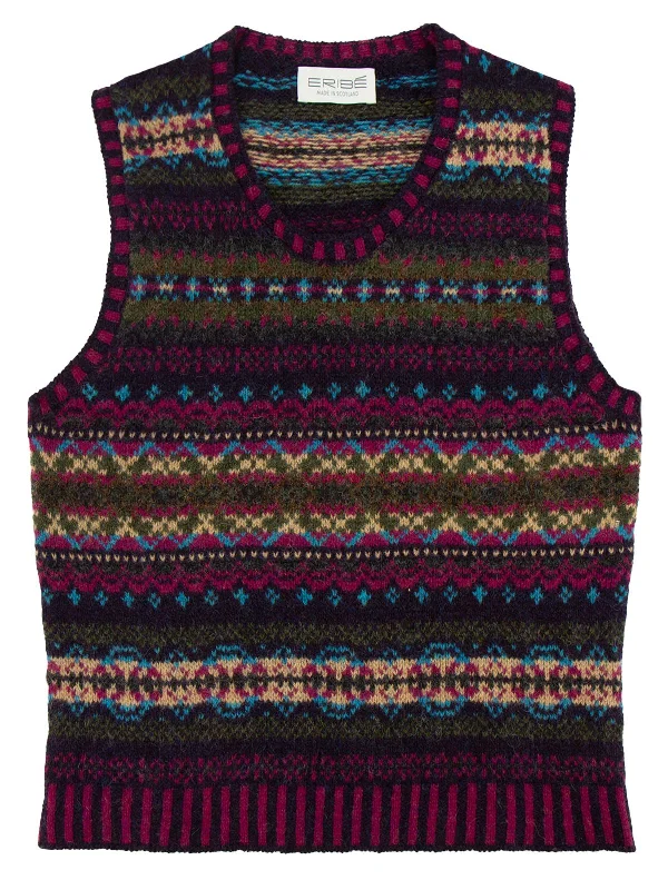 Scottish Wool Fairisle Tank Top in Elderberry Purple basic tank top