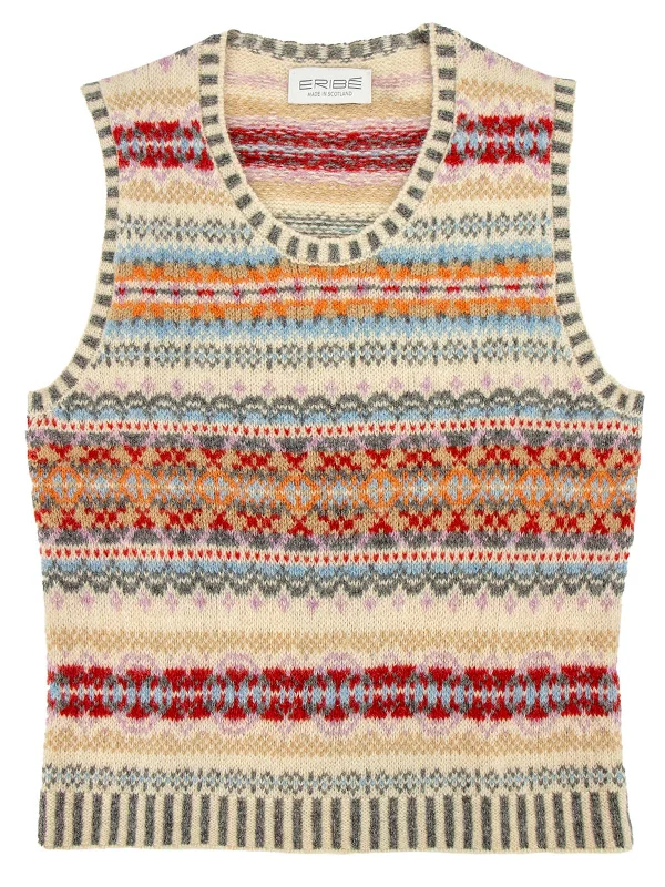 Scottish Wool Fairisle Tank Top in Mallaig Beige stylish tank top