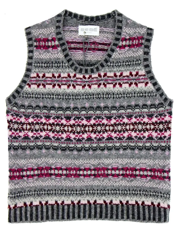 Scottish Wool Fairisle Tank Top in Thistle Grey adorable tank top