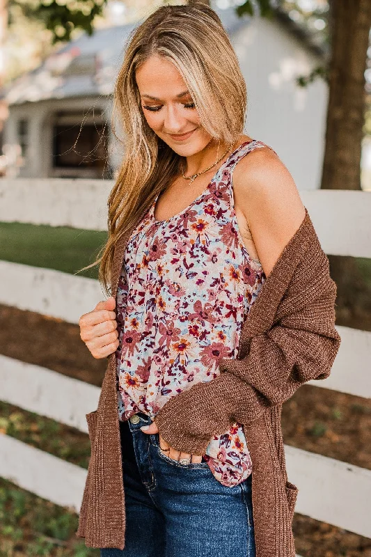 Seeing The Beauty Floral Tank Top- Mauve gold tank top