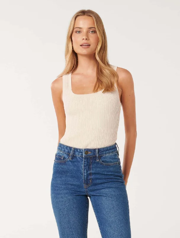 Seville Mutli Rib Knit Tank Top sage tank top
