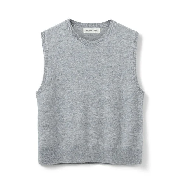 Sofie Schnoor Knitted Tank Top-Grey Melange-SNOS551 bold tank top