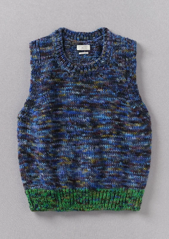 Space Dyed Wool Knitted Tank | Galaxy/Green print tank top