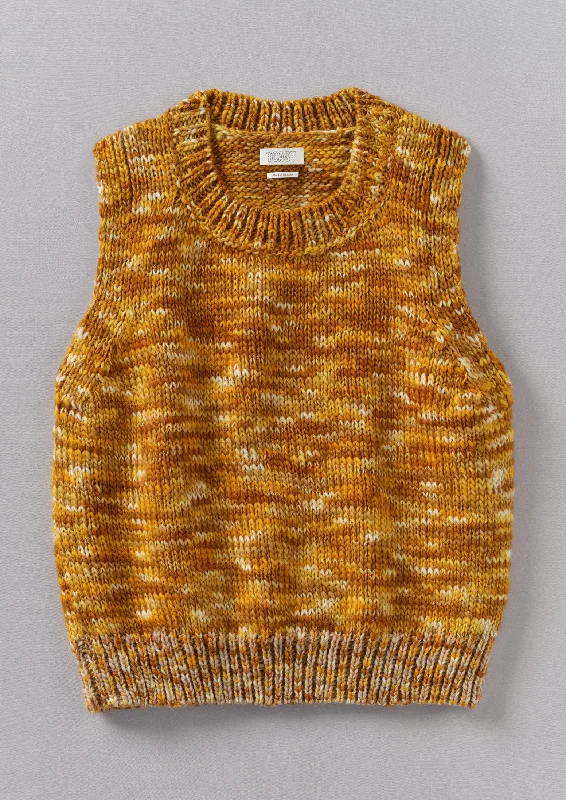 Space Dyed Wool Knitted Tank | Mustard/Putty graphic tank top
