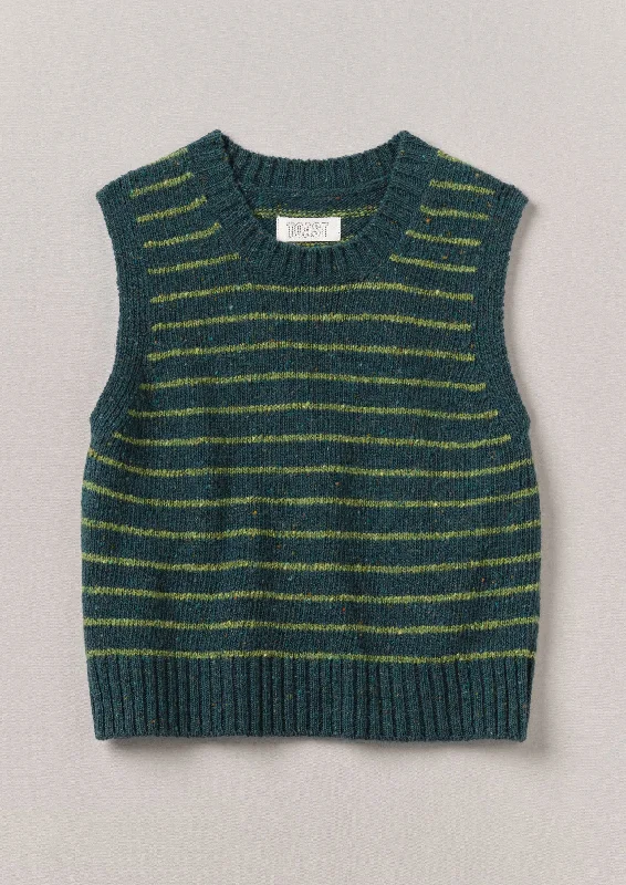 Stripe Donegal Merino Knitted Tank | Kingfisher/Apple spandex blend tank