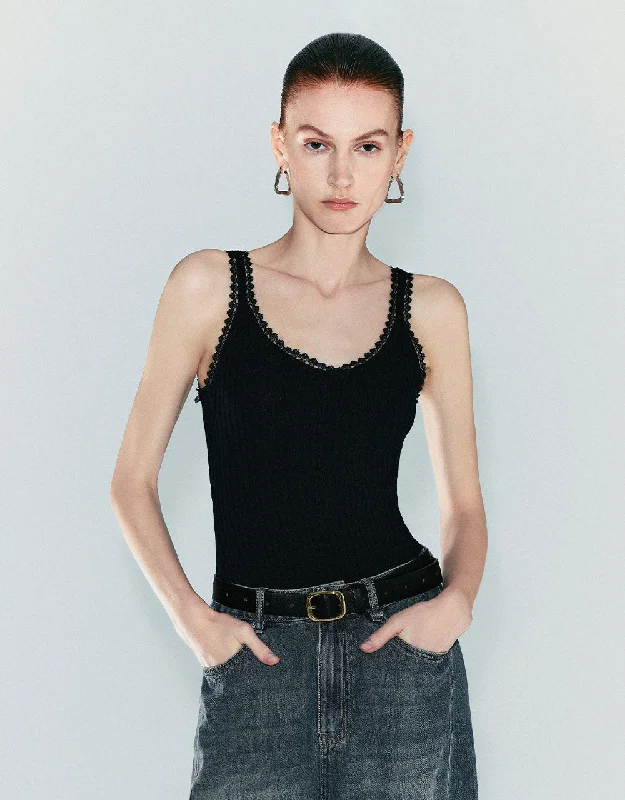 Tweed Knitted Tank Top activewear tank top