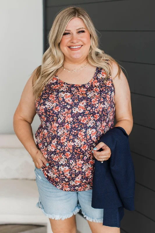 Twinkle In My Eye Floral Tank Top- Navy essential tank top