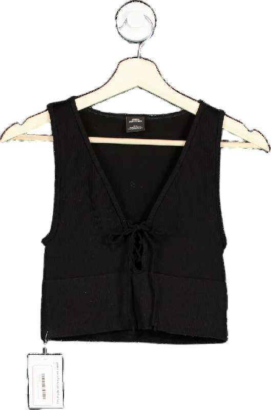 Urban Outfitters Black Ribbed Knit Front Tie Tank Top M yoga tank top