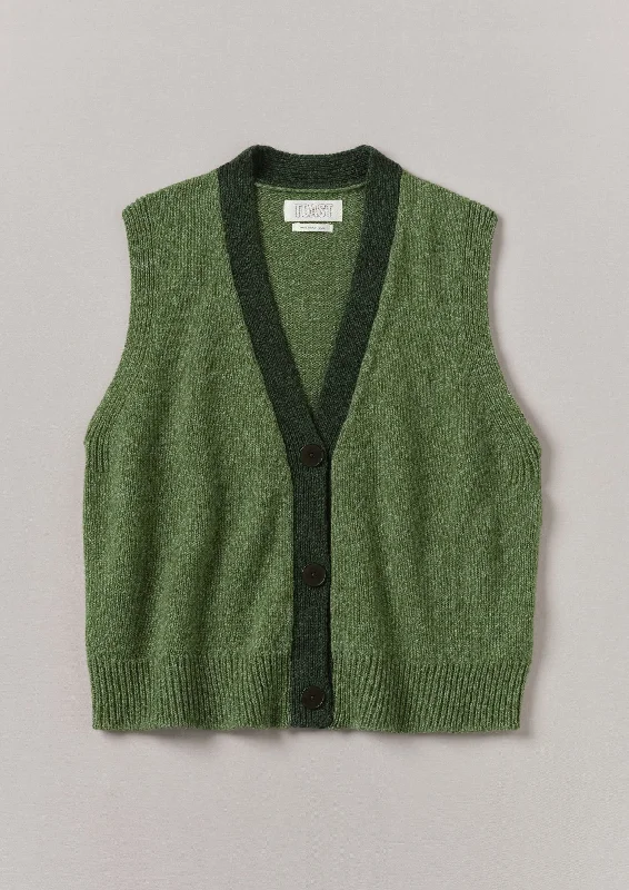 V-Neck Marled Wool Cotton Tank | Leaf Green/Forest flirty tank top