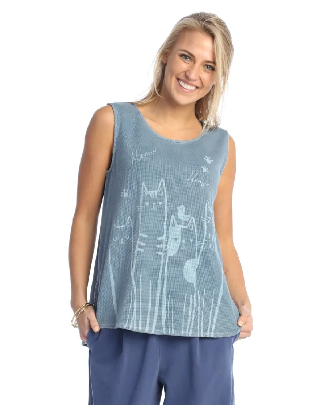 Weekend by Jess & Jane "Katz" Thermal Tank - WK12-1998 flirty tank top