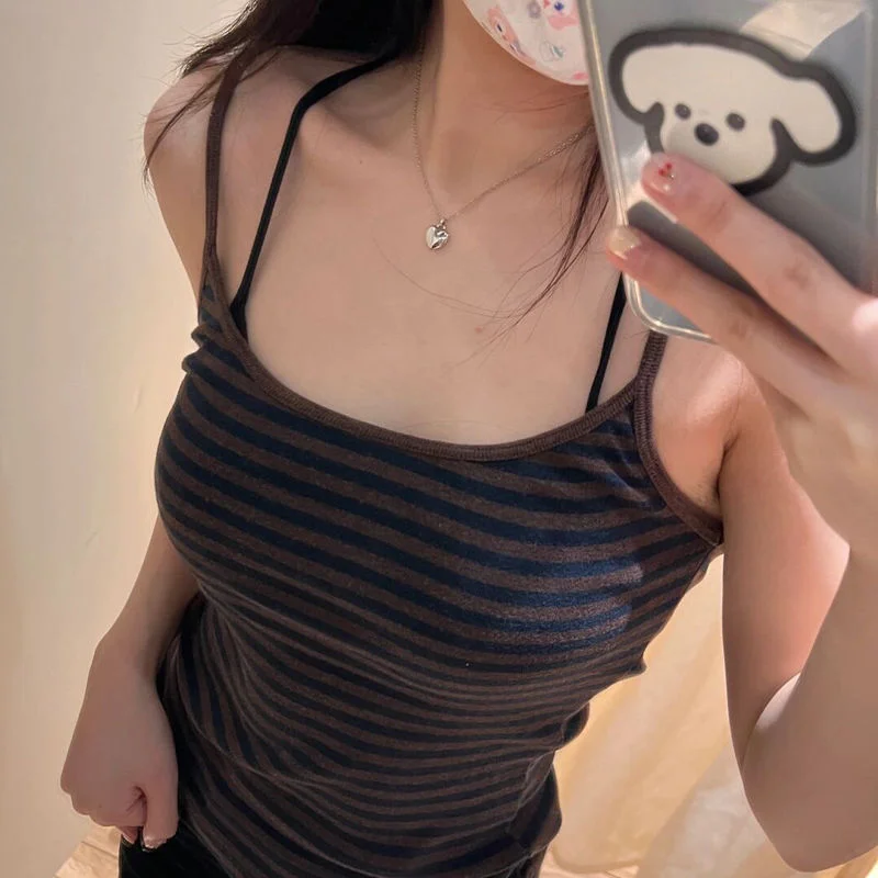 Women's Retro Striped Tank Tops strapless tank top
