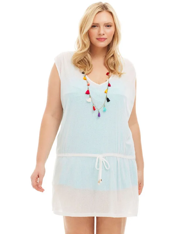 Always For Me Plus Size Drawstring Tank Cover Up Dress Tunics Office stylish