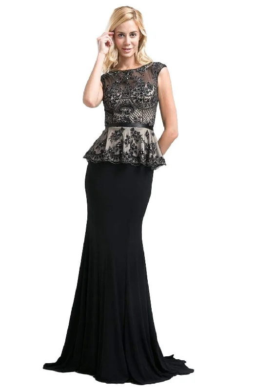 Cinderella Divine - CR718 Beaded Lace Stretch Knit Trumpet Dress empire Waist empire Cinderella Divine - CR718 Beaded Lace Stretch Knit Trumpet Dress empire Waist empire