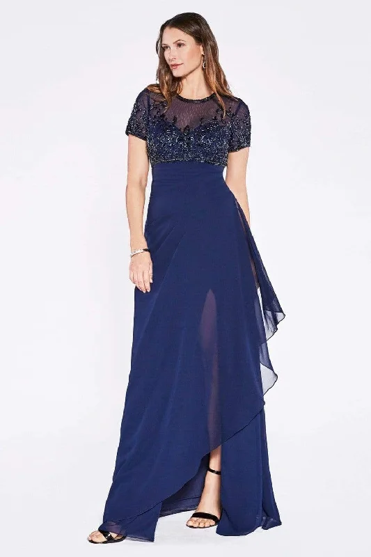 Cinderella Divine - J0295 Vine Embroidered Jewel Dress A-Line Day Work