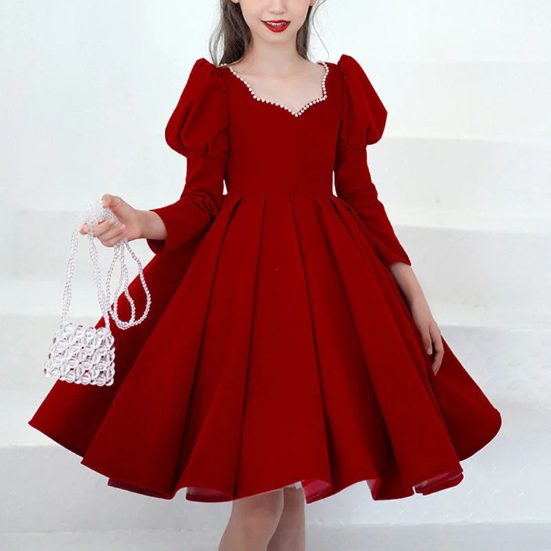 Girl Christmas Dress First Communion Dress Girl Elegant Pageant Dresses Baby Girl Red Long Sleeve Fluffy Princess Dress Tunics New arrival Girl Christmas Dress First Communion Dress Girl Elegant Pageant Dresses Baby Girl Red Long Sleeve Fluffy Princess Dress Tunics New arrival