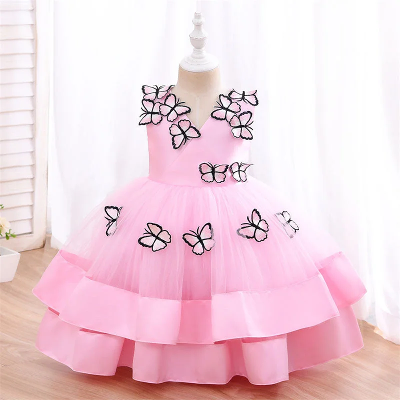 Baby Girl Party Dresses Girl Formal Princess Butterfly Cake Sleeveless Dress Tunics Sophisticated sleek Baby Girl Party Dresses Girl Formal Princess Butterfly Cake Sleeveless Dress Tunics Sophisticated sleek