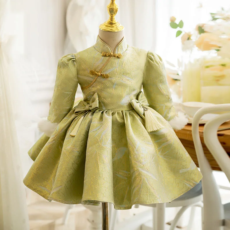 Baby Girl FlowerDress Girl Winter Retro Court Bow Fluffy Princess Dresses Tunics Versatile stylish