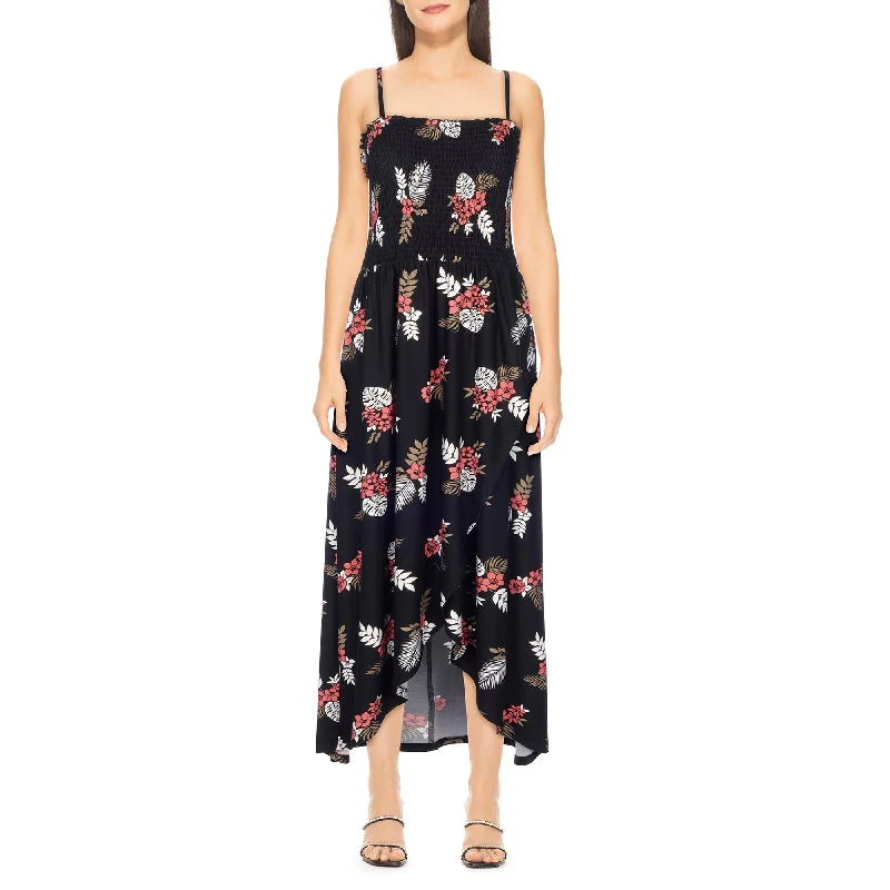 lily morgan Women's Ocean Blues Smocked Maxi Dress Tunics Floral girly