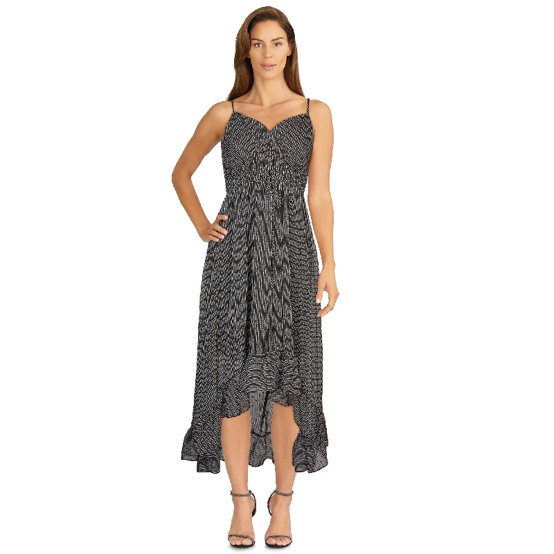 lily morgan Women's Simply Chic High Low Chiffon Dress Boatneck Modish Everyday
