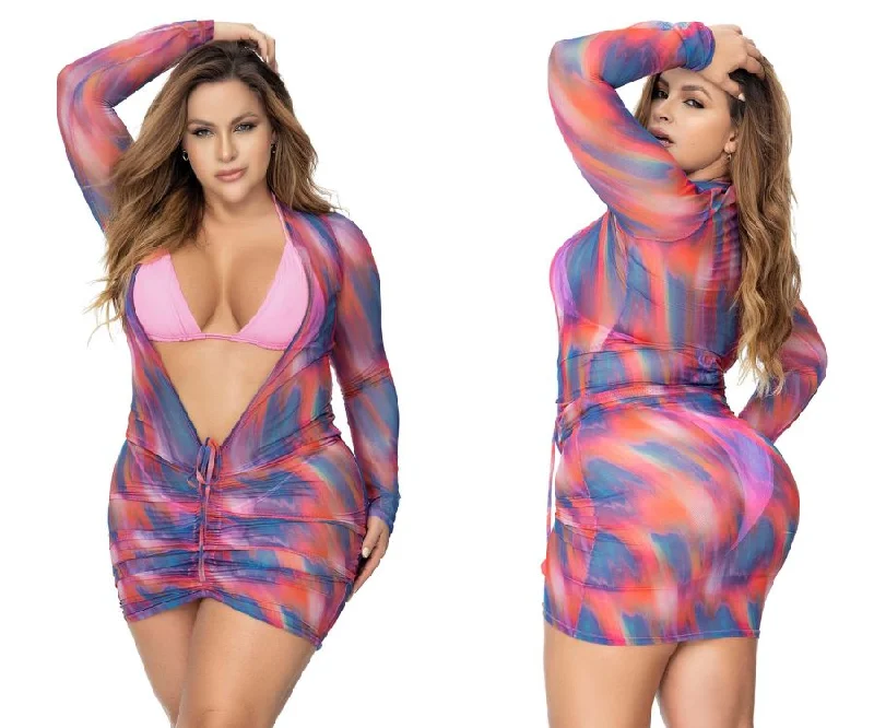 Mapale 47012X Beach Dress Cover Up Color Sunset Print A-Line Day Work