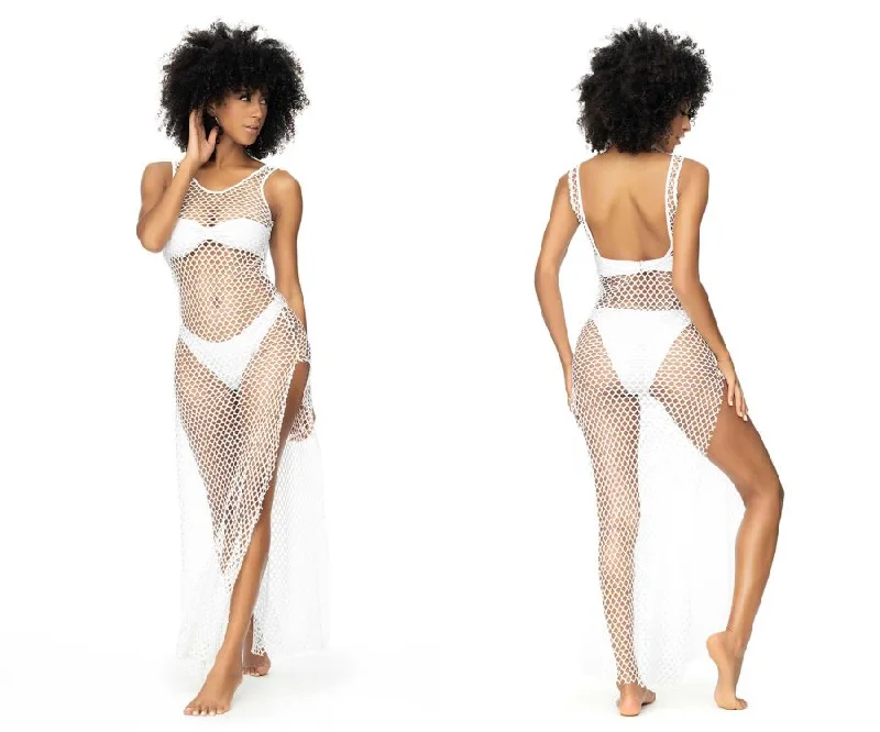 Mapale 77013 Beach Dress Cover Up Color White Boat Neckline Classic