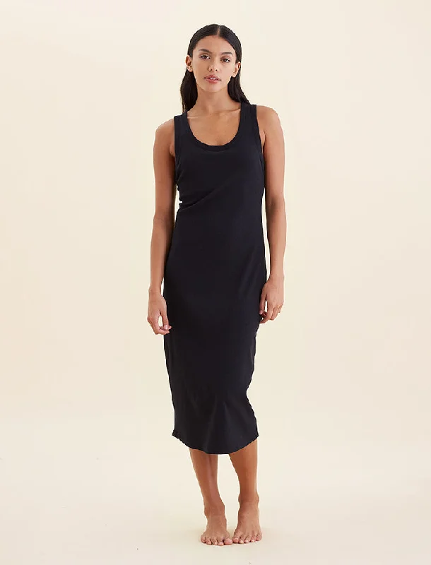 Milla Rib Shelf Bra Dress Cowl Neckline Elegant