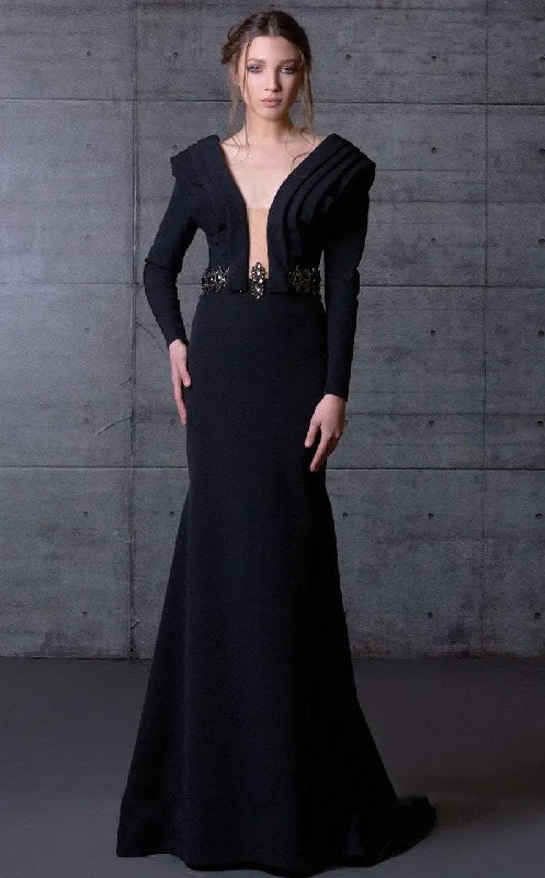 MNM COUTURE - N0065 Long Sleeve Embellished Sheath Dress Tunics Travel practical
