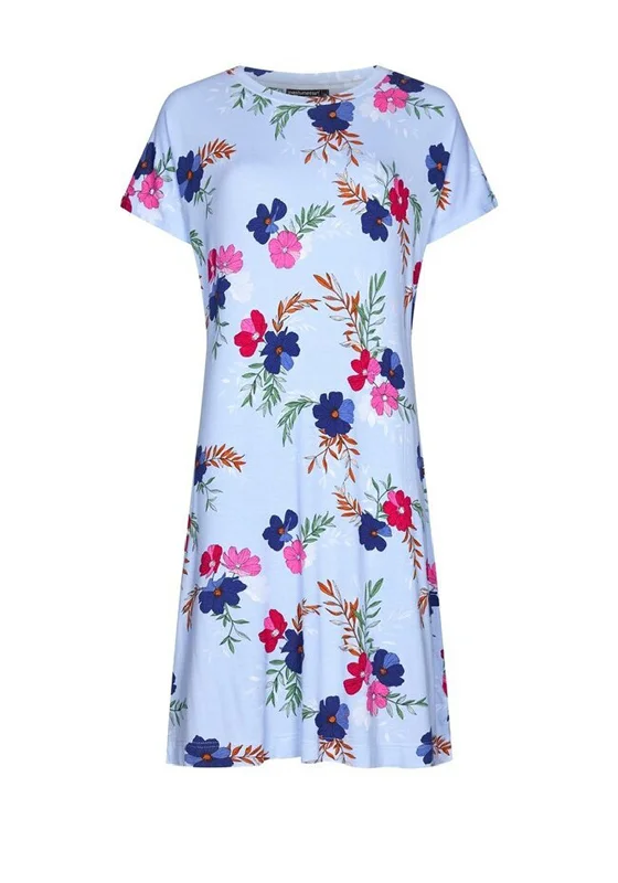 Pastunette Deluxe Floral Short Sleeve Nightdress, Blue Tunics Review highly
