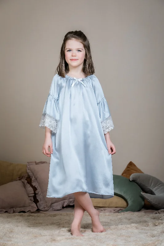 OFELIA - GIRLS SILK NIGHTDRESS ICE BLUE Tunics Trendy modern