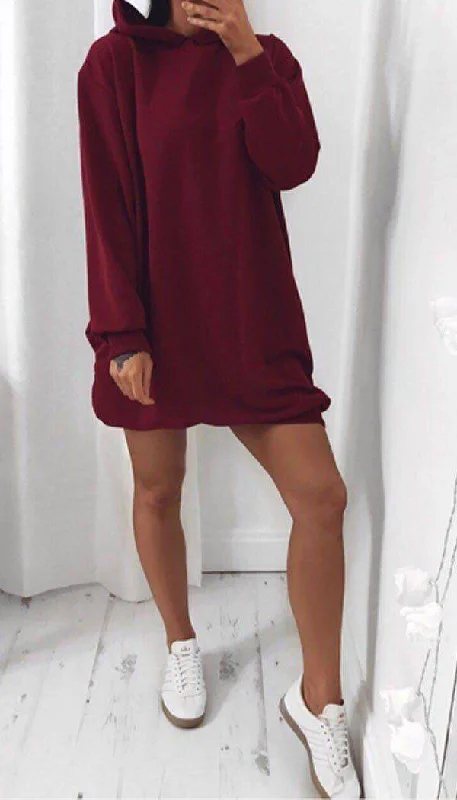 Oversized Hoodie Dress In Wine Tunics Spring floral