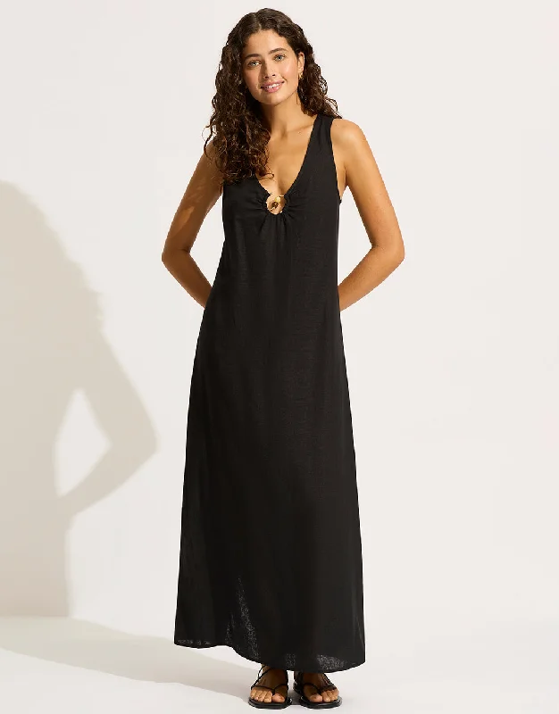 Palermo Keyhole Maxi Dress - Black Floral Print girly