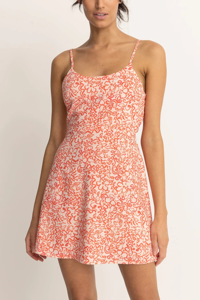 Rhythm Islander Floral Mini Dress - CORAL Tunics Business professional