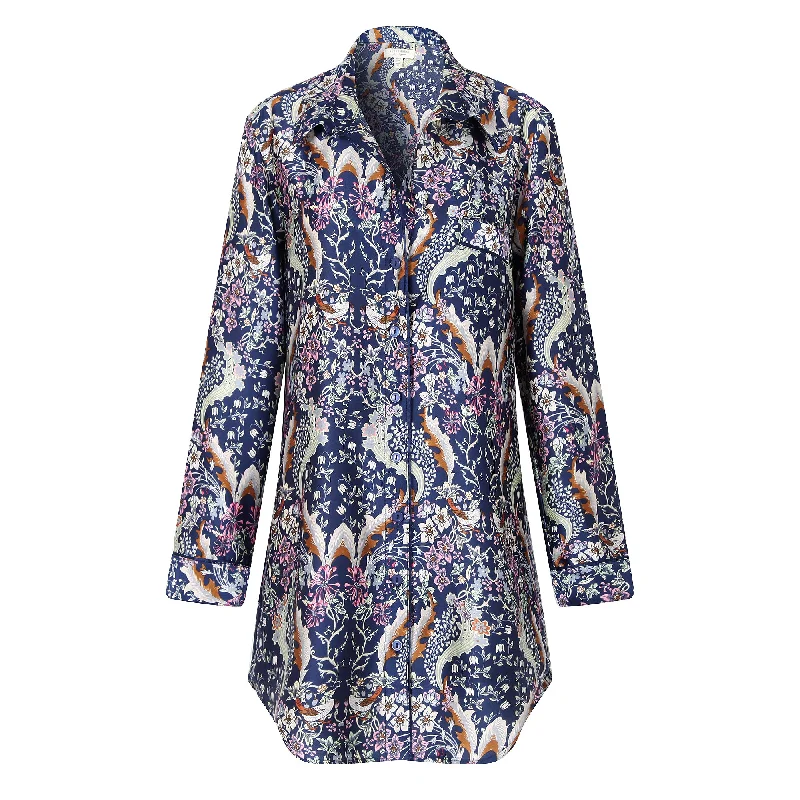 Richie House Women's Printed Satin Long Sleeve Dress Nightshirt Button Sleepwea PJ RHW2812 Tunics Stylish modern Richie House Women's Printed Satin Long Sleeve Dress Nightshirt Button Sleepwea PJ RHW2812 Tunics Stylish modern