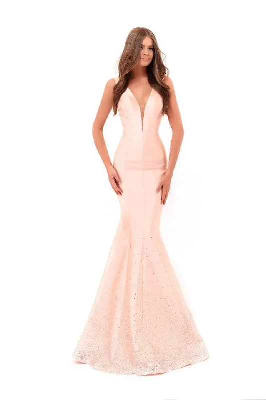 Tarik Ediz - 50229 Plunging V-Neck Evening Dress Tunics Polka dots