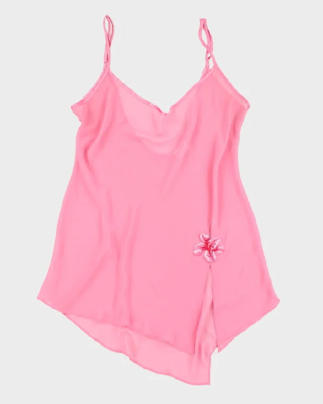 Vintage 90s La Senza Pink Mesh Slip Dress - M Tunics Trendy modern