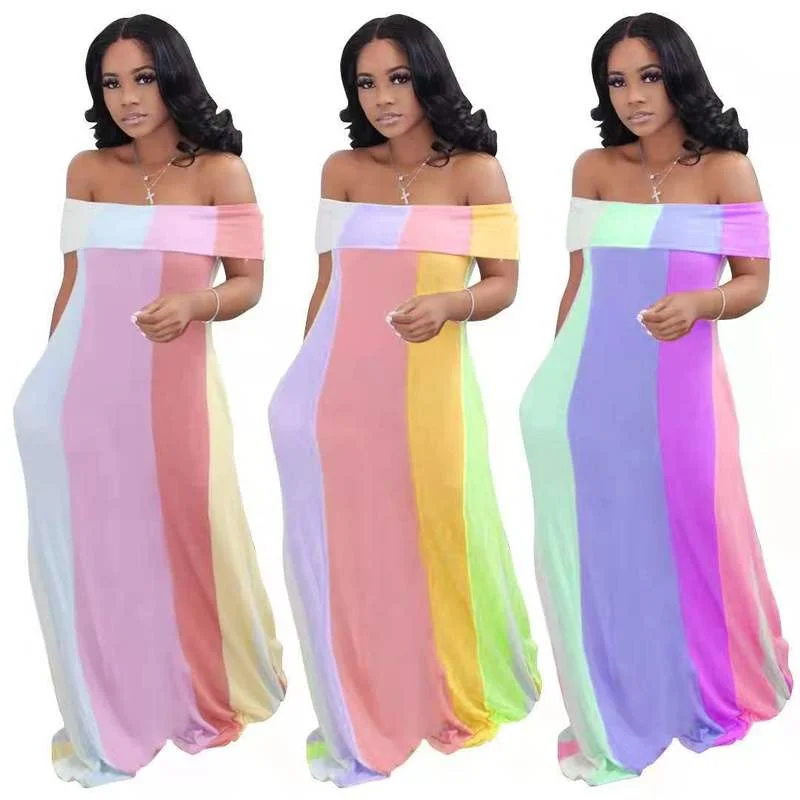 Wholesale women's fashion loose word shoulder dress(CL9009) sweetheart Neckline Romantic