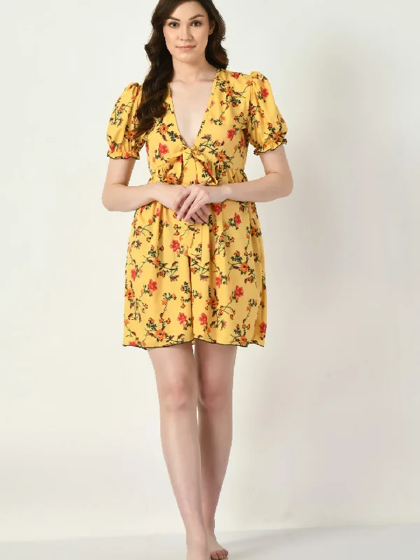 Women's Silk Yellow Nightdress - Legit Affair sweetheart Neckline Romantic