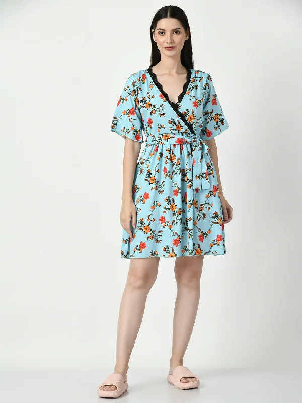 Women's Silk Blue Nightdress - Legit Affair Tunics Chic elegant