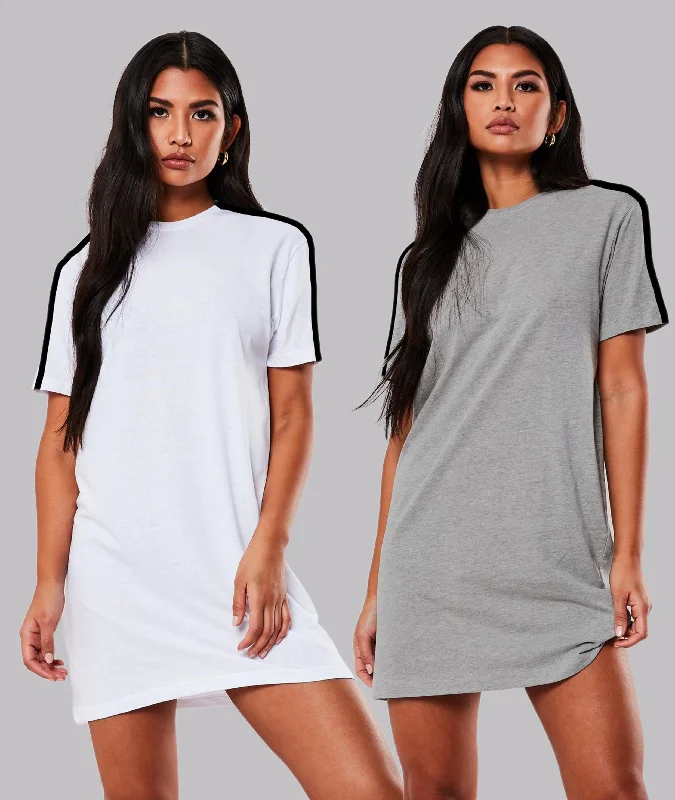 Women Sleeve striped Night Dress - Knee Length Combo (WHITE & GREY) Tunics Handmade artisanal Women Sleeve striped Night Dress - Knee Length Combo (WHITE & GREY) Tunics Handmade artisanal