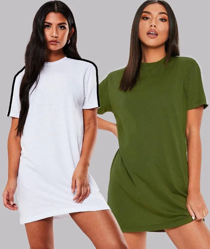 Women Sleeve striped Night Dress - Knee Length Combo (WHITE&OLIVE) Tunics Bridal satin Women Sleeve striped Night Dress - Knee Length Combo (WHITE&OLIVE) Tunics Bridal satin